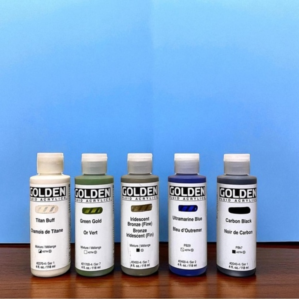 Lot of 5 GOLDEN Fluid Acrylics Paint Bundle -4 oz each Painting Supplies Art